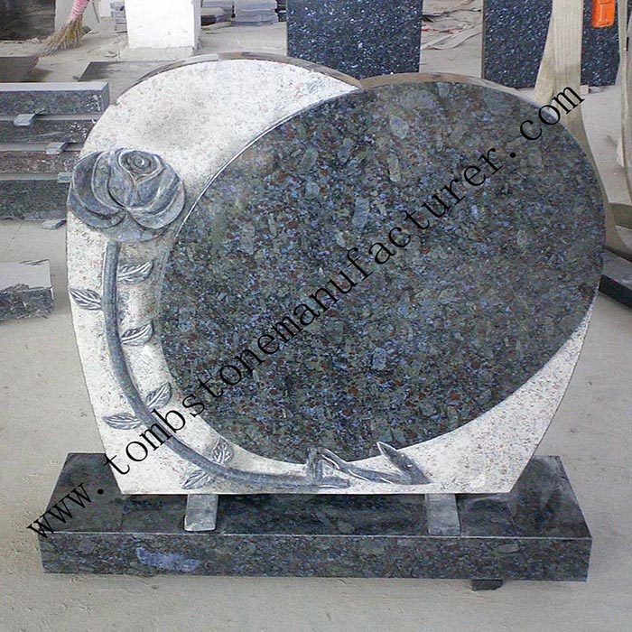 rose carving granite headstone1